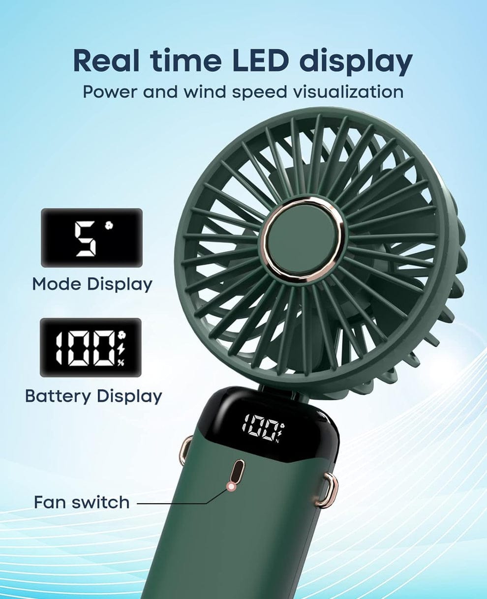 Smart Foldable Rechargeable Desk Fan – 5 Speed